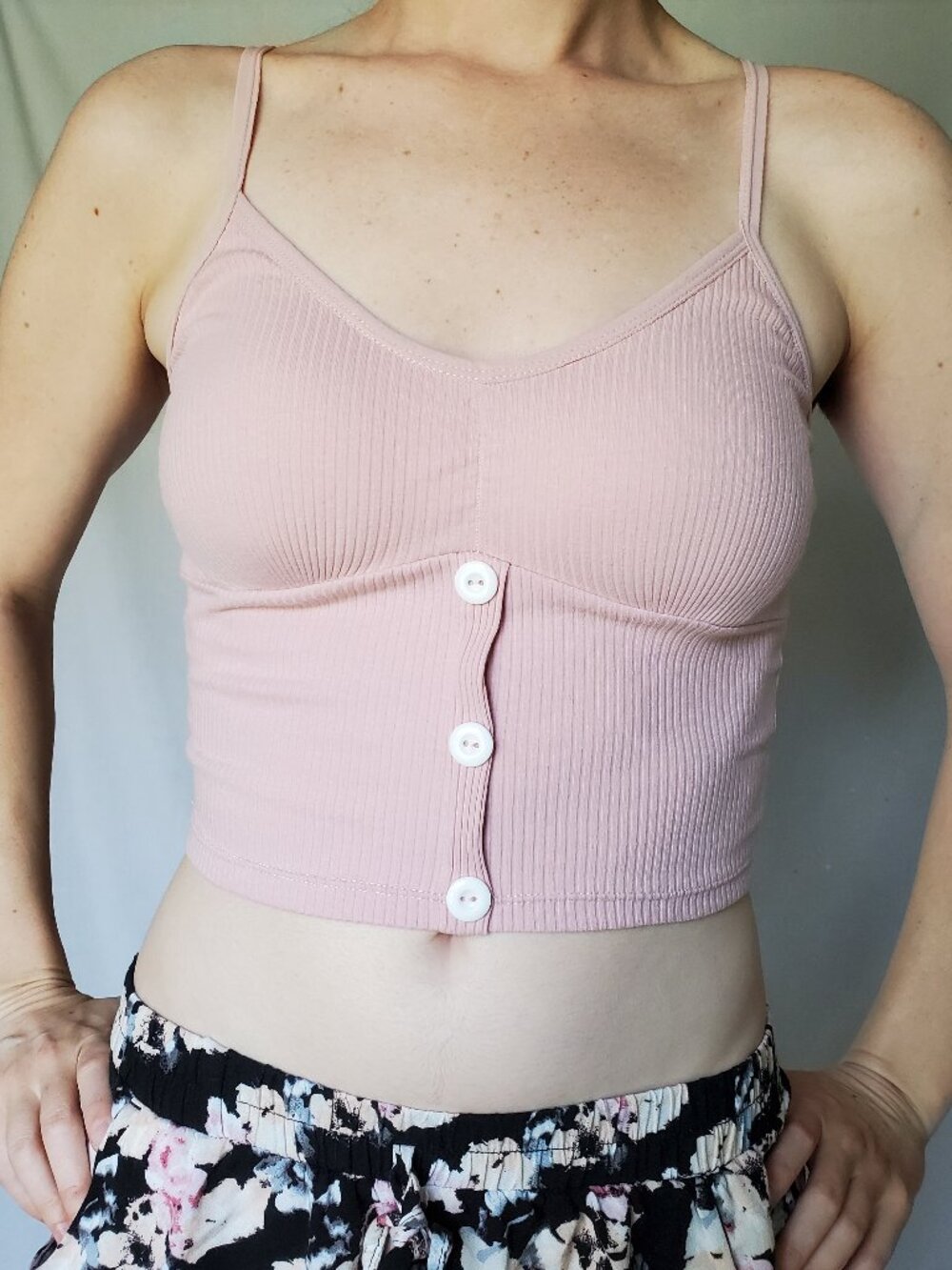 Shein Dusty Pink Ribbed Crop Top